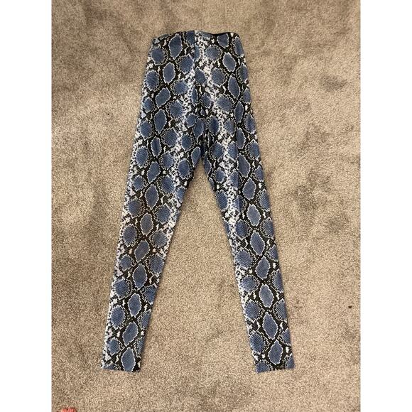 Commando Blue Snakeskin Animal Print Faux Leather Leggings, M - Picture 7 of 7